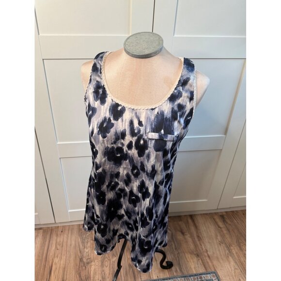 Y2K Cheetah Print Tank Tunic Top M Lace Trim Round Neck Whimsigoth Coquette USA - Picture 12 of 16